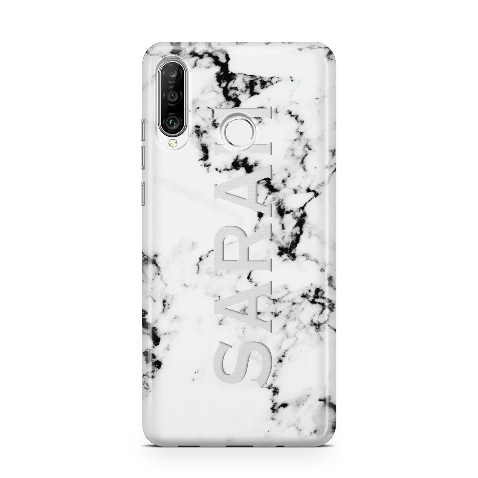 Personalised Clear Name Black White Marble Custom Huawei P30 Lite Phone Case