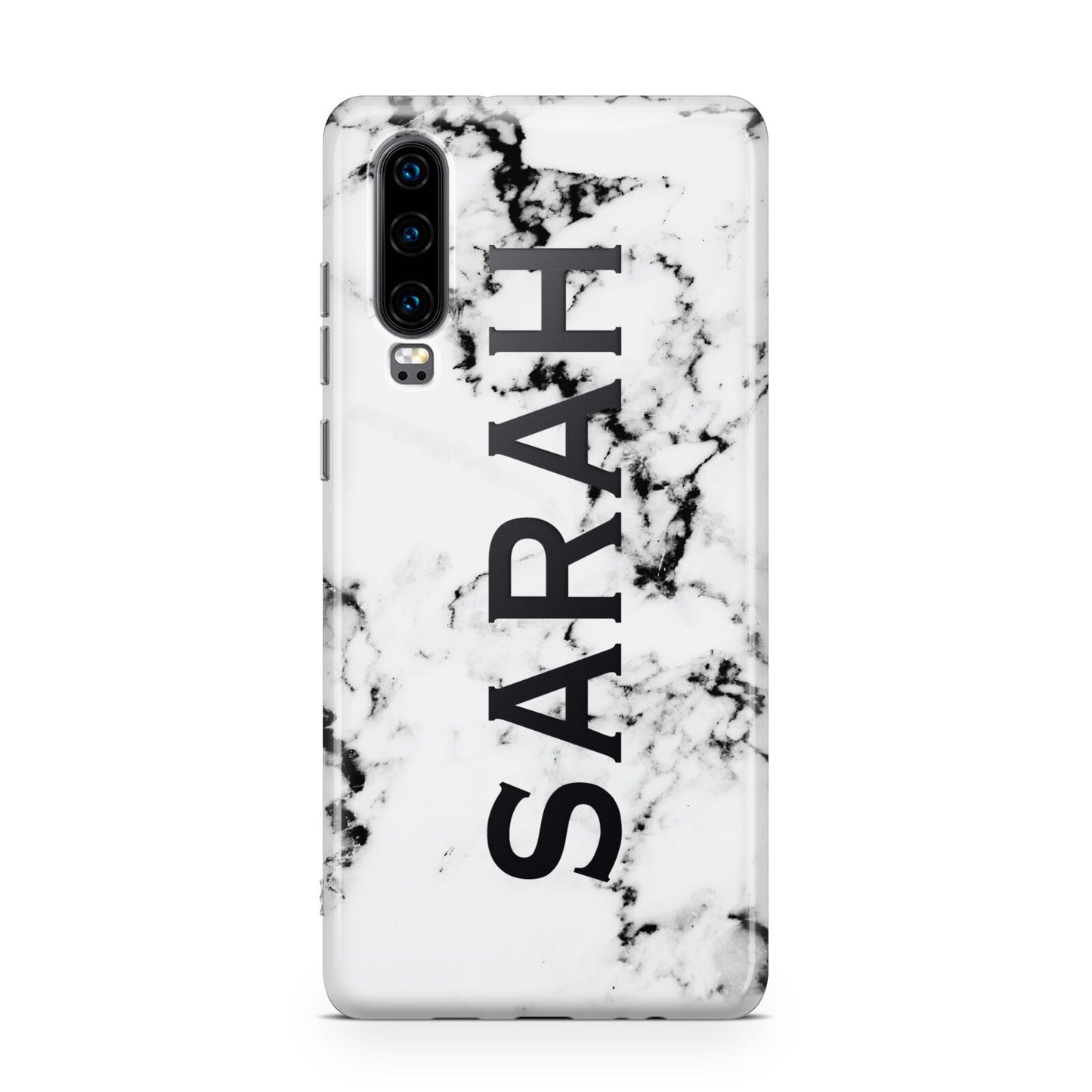 Personalised Clear Name Black White Marble Custom Huawei P30 Phone Case