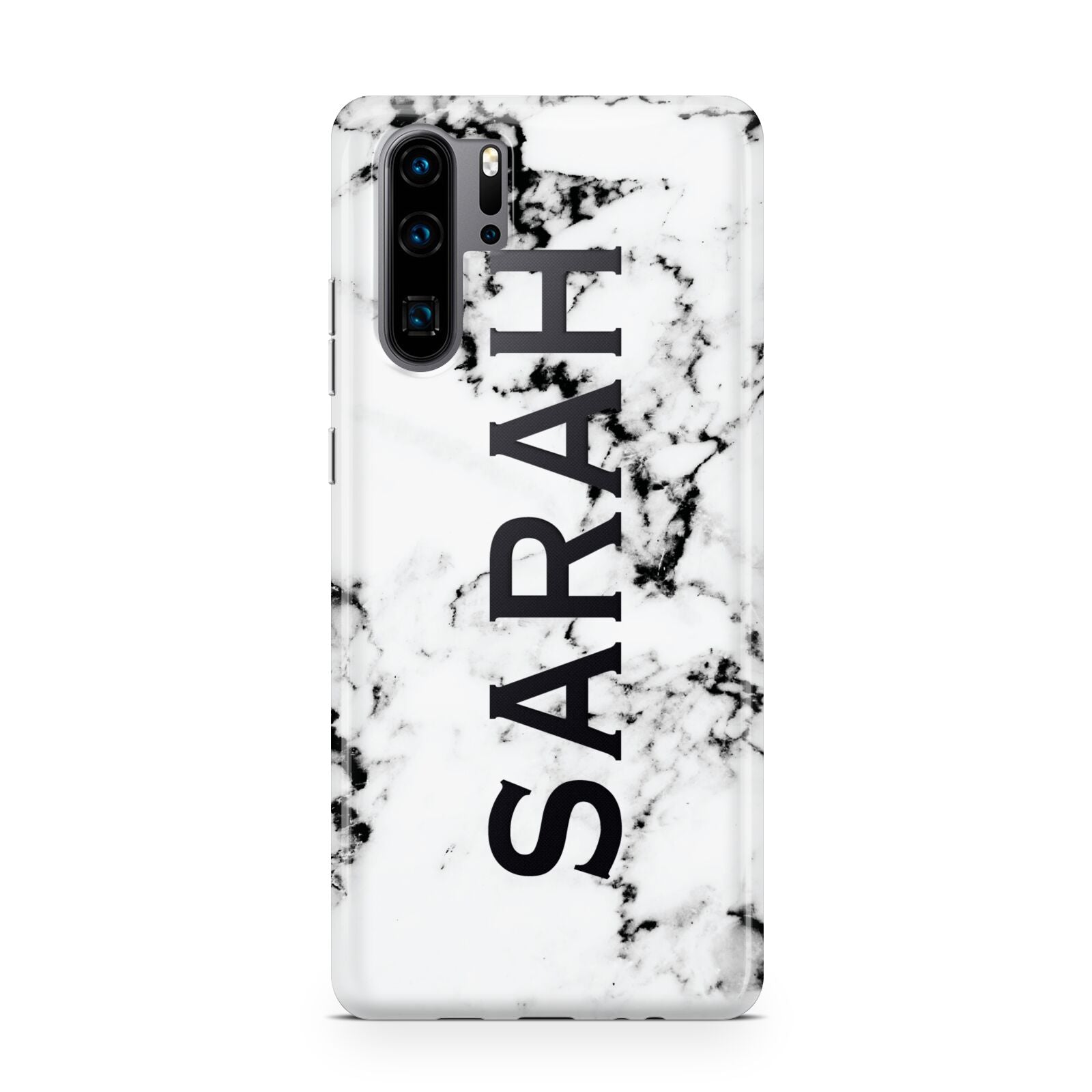 Personalised Clear Name Black White Marble Custom Huawei P30 Pro Phone Case