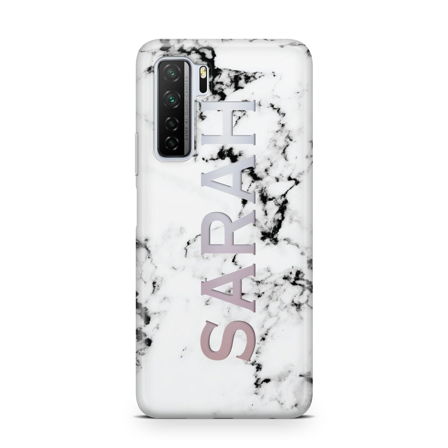 Personalised Clear Name Black White Marble Custom Huawei P40 Lite 5G Phone Case