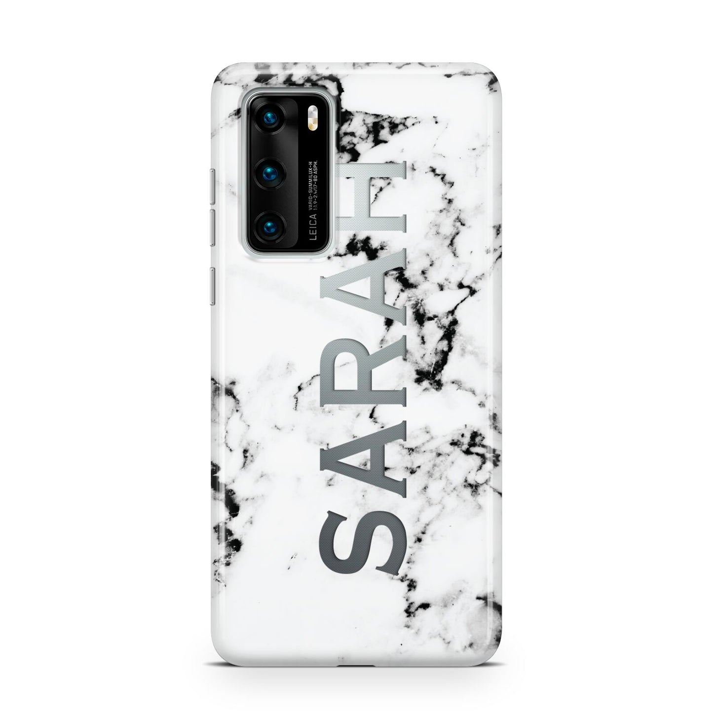 Personalised Clear Name Black White Marble Custom Huawei P40 Phone Case