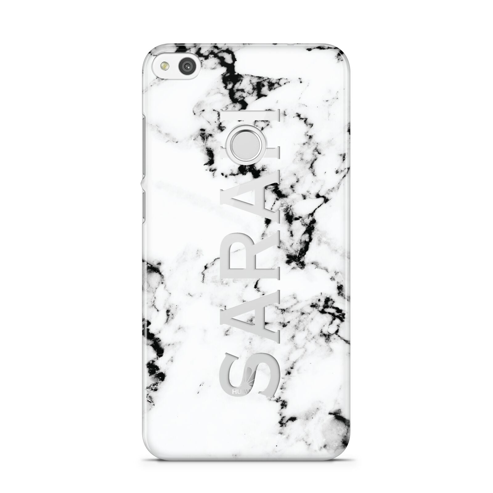 Personalised Clear Name Black White Marble Custom Huawei P8 Lite Case