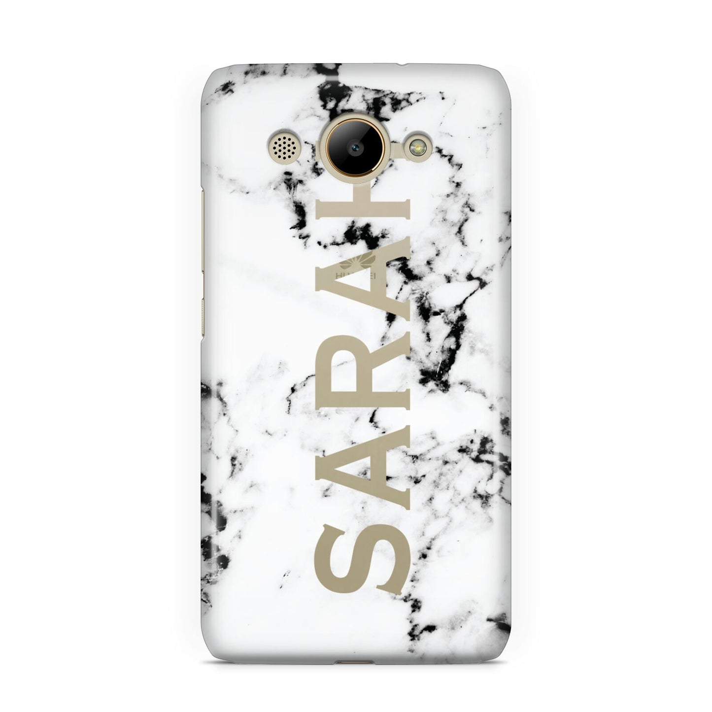 Personalised Clear Name Black White Marble Custom Huawei Y3 2017