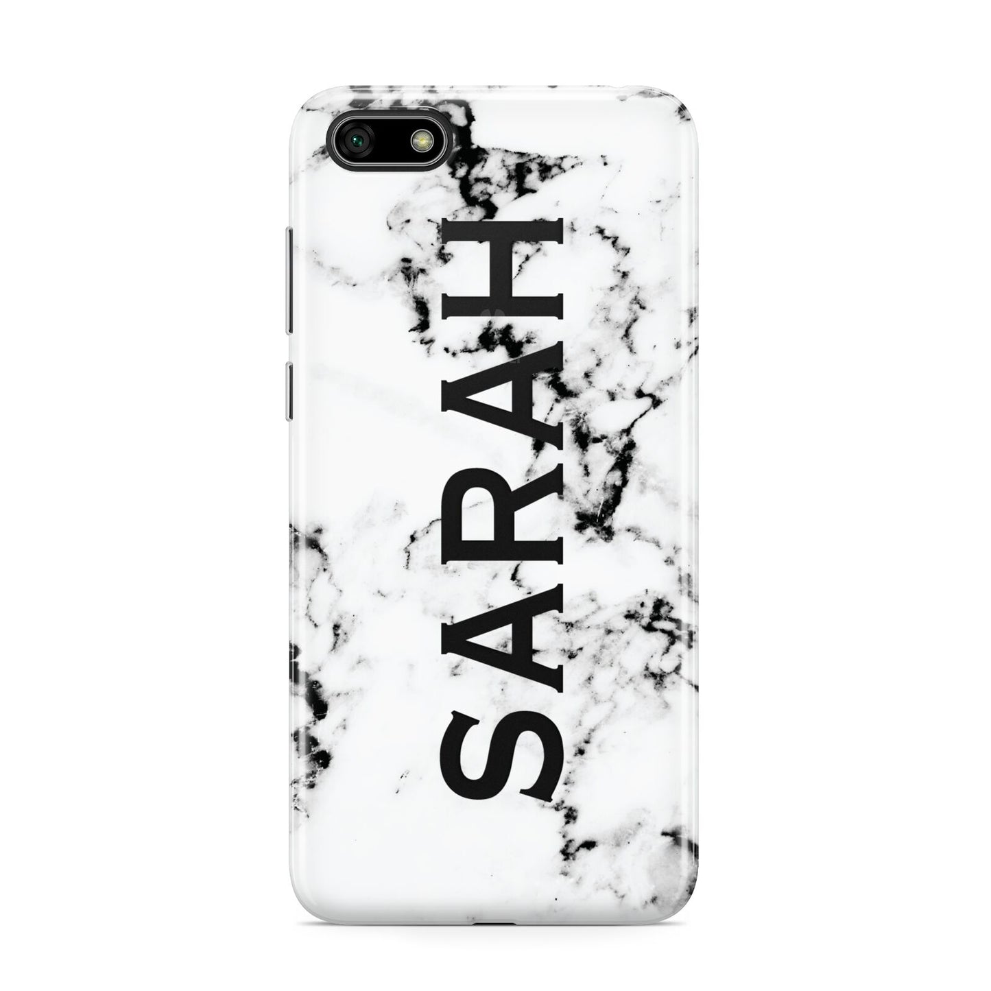 Personalised Clear Name Black White Marble Custom Huawei Y5 Prime 2018 Phone Case