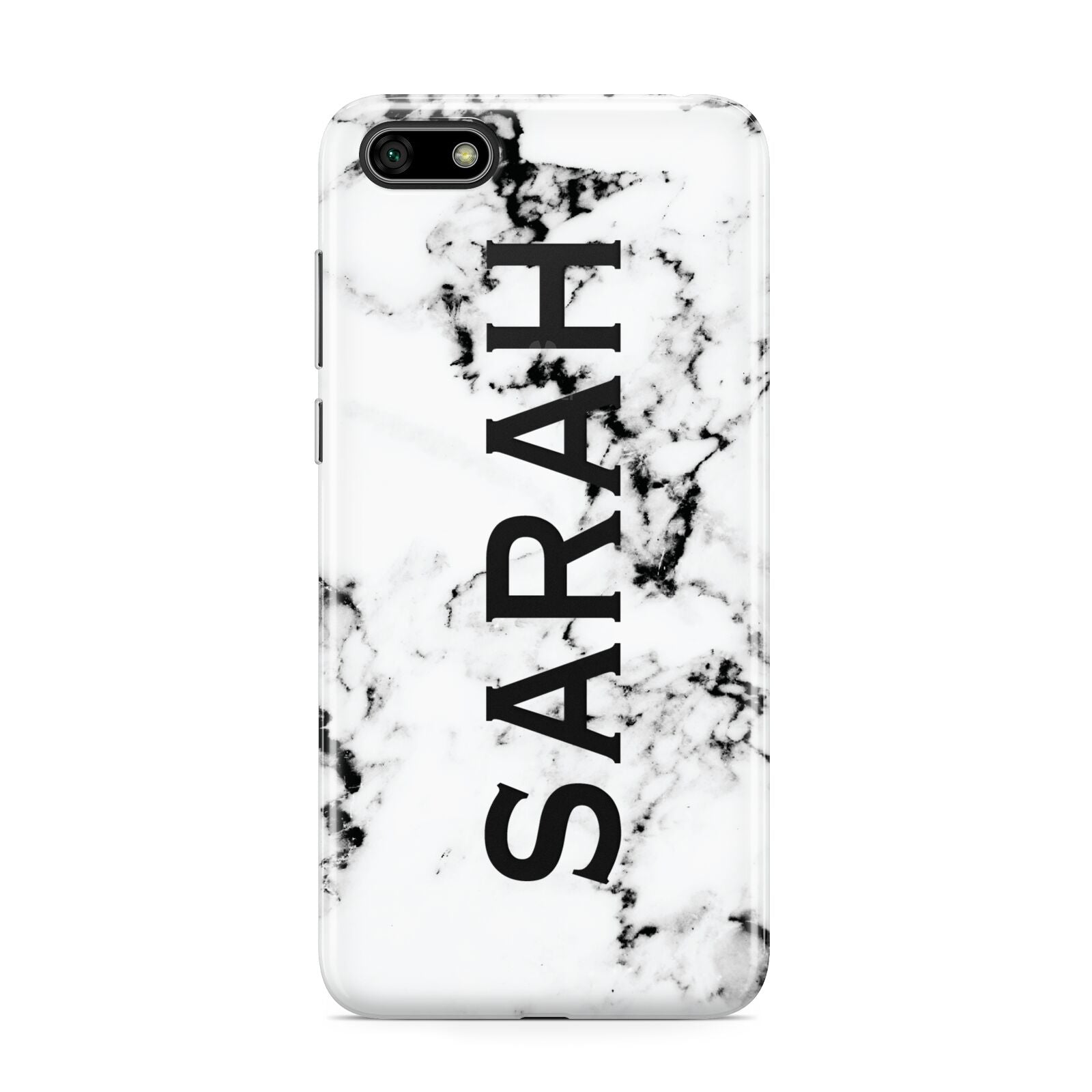 Personalised Clear Name Black White Marble Custom Huawei Y5 Prime 2018 Phone Case