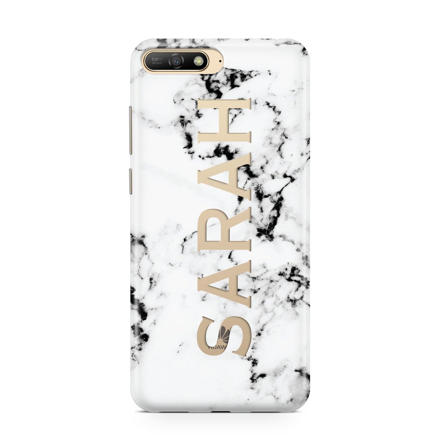 Personalised Clear Name Black White Marble Custom Huawei Y6 2018