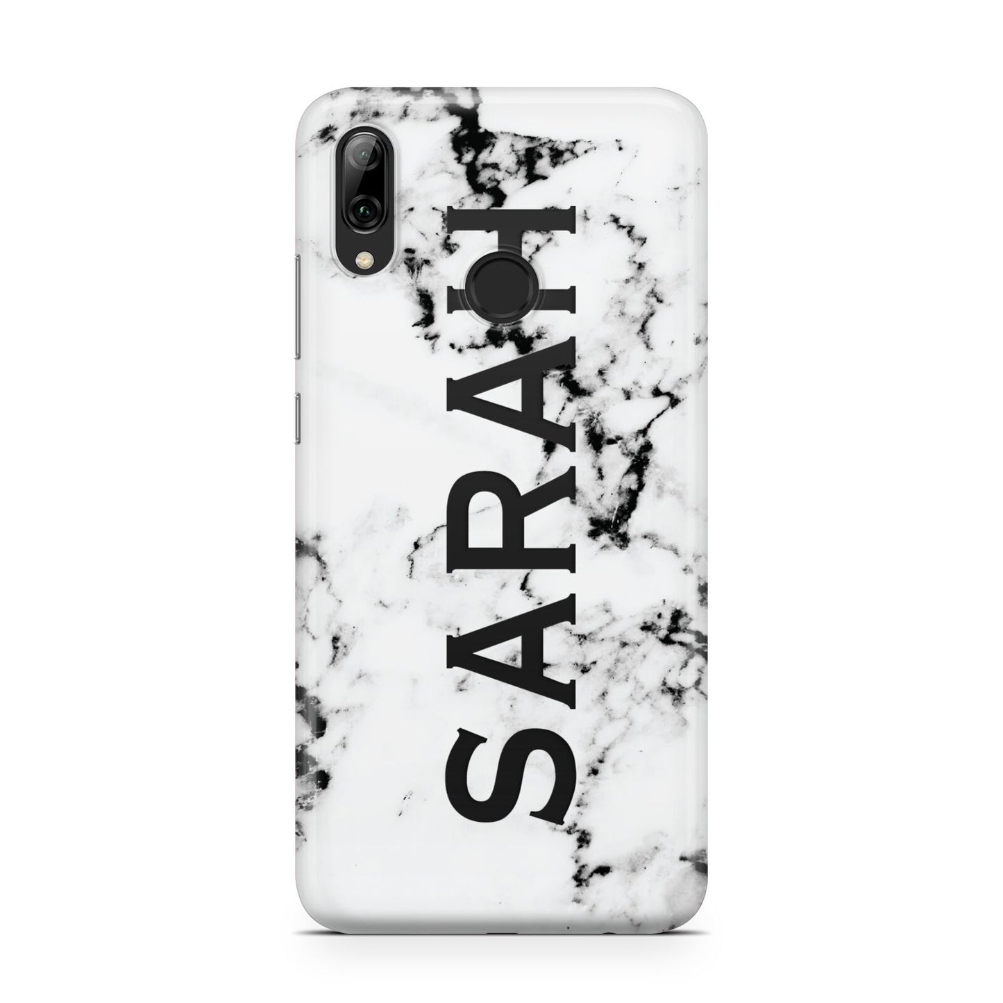 Personalised Clear Name Black White Marble Custom Huawei Y7 2019