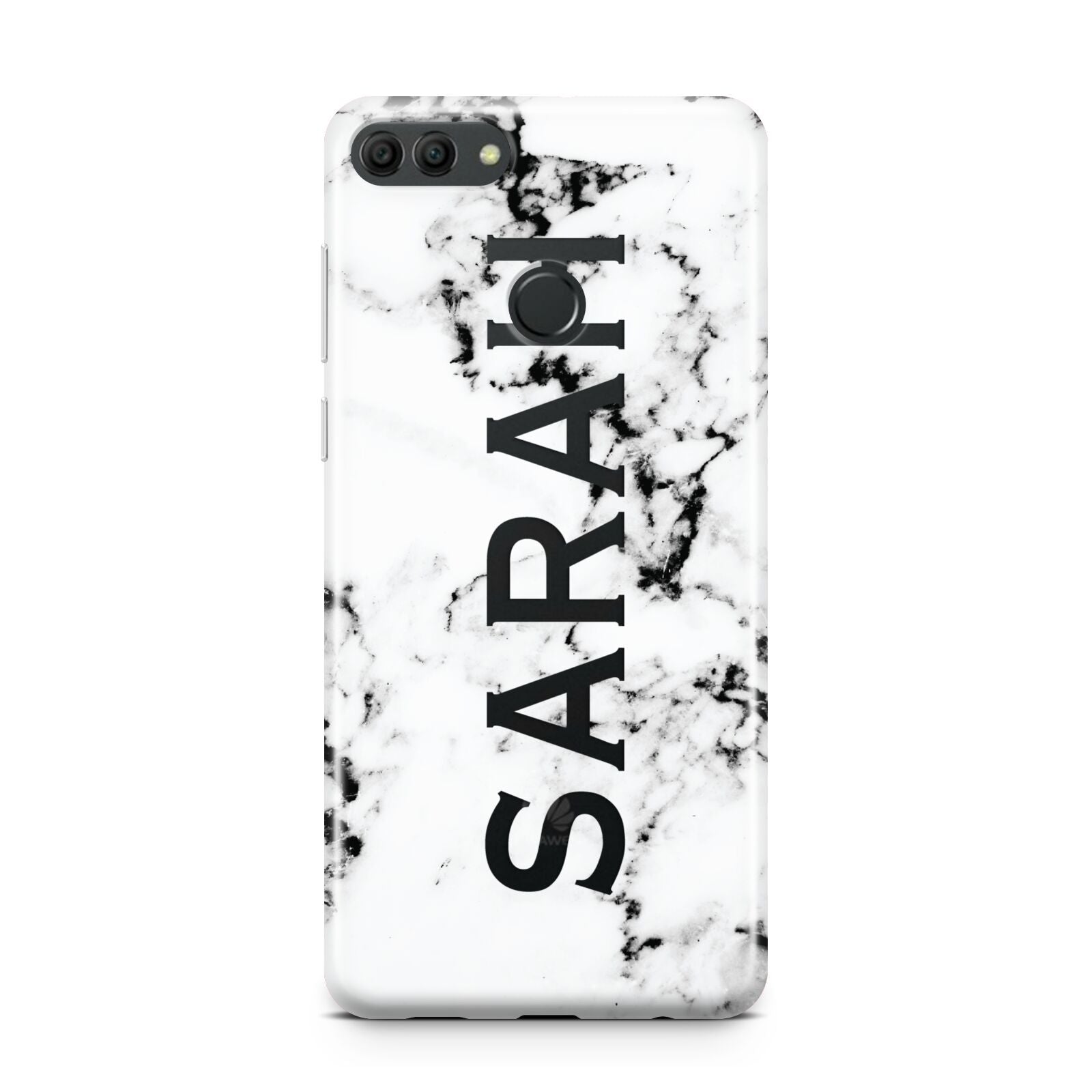 Personalised Clear Name Black White Marble Custom Huawei Y9 2018