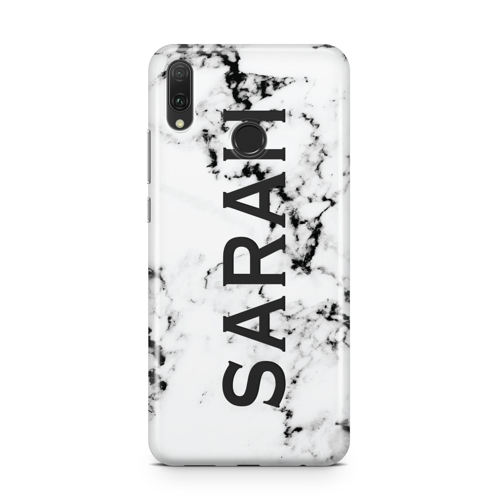 Personalised Clear Name Black White Marble Custom Huawei Y9 2019