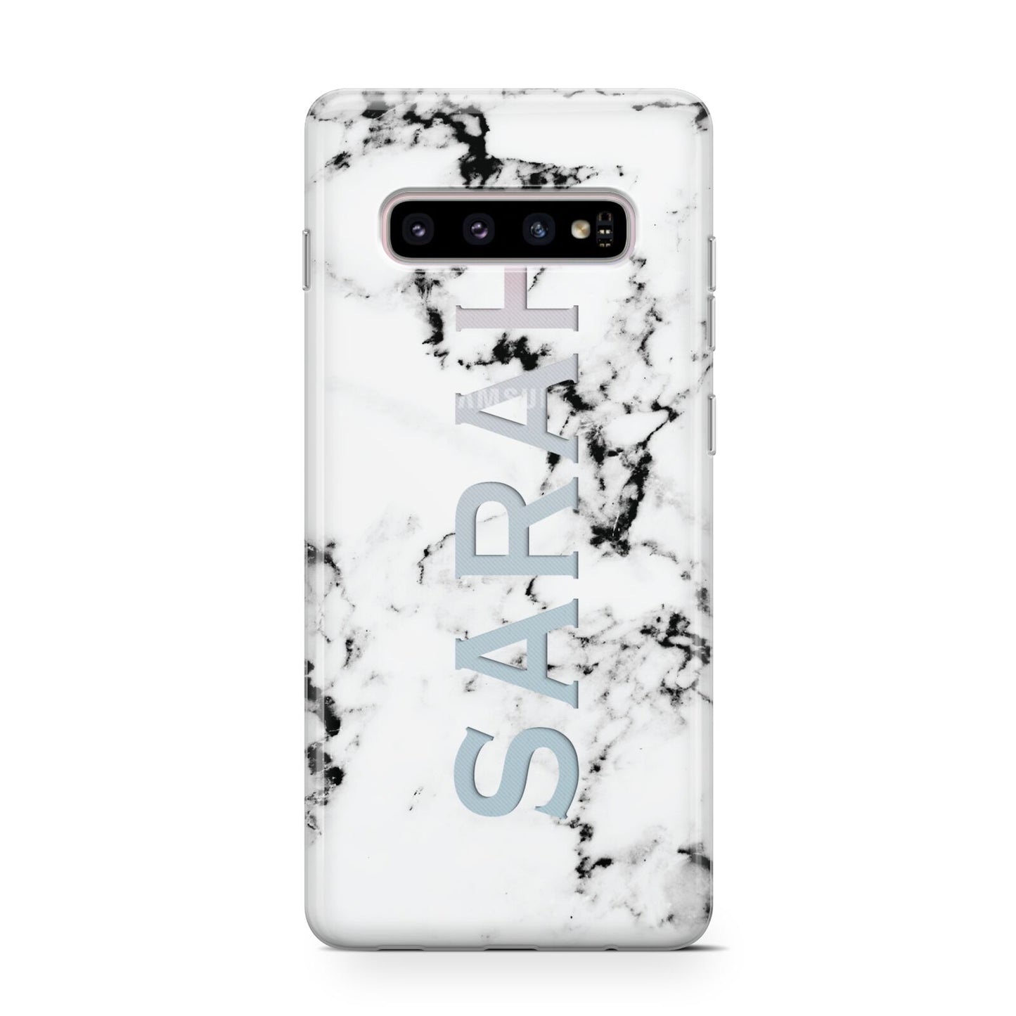 Personalised Clear Name Black White Marble Custom Protective Samsung Galaxy Case