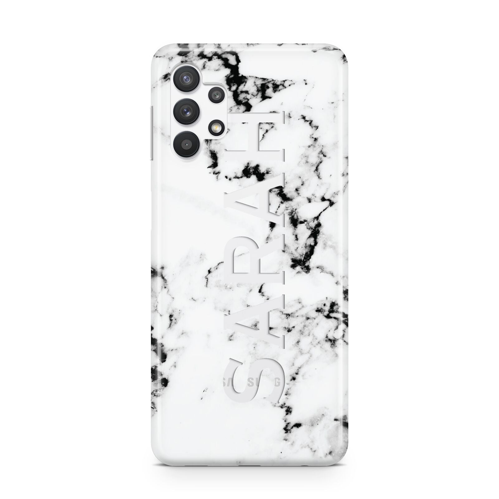 Personalised Clear Name Black White Marble Custom Samsung A32 5G Case