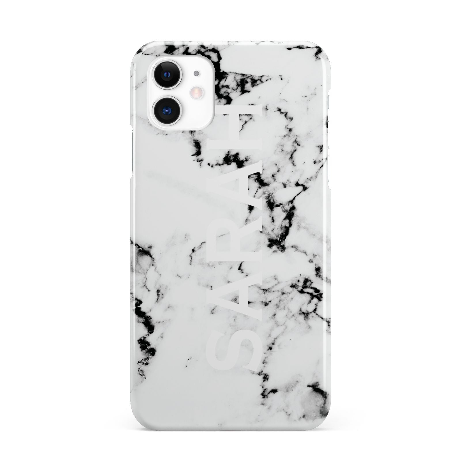 Personalised Clear Name Black White Marble Custom iPhone 11 3D Snap Case