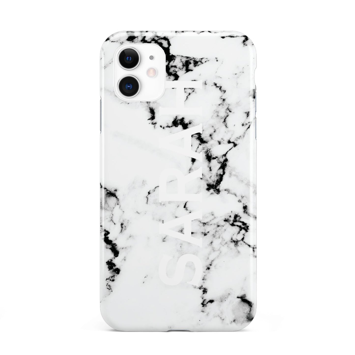 Personalised Clear Name Black White Marble Custom iPhone 11 3D Tough Case