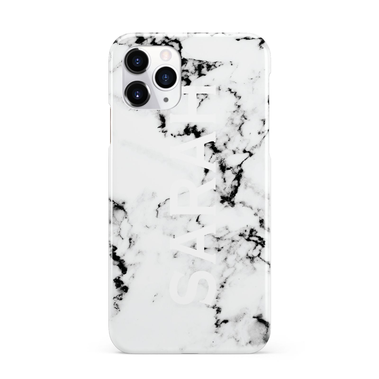 Personalised Clear Name Black White Marble Custom iPhone 11 Pro 3D Snap Case