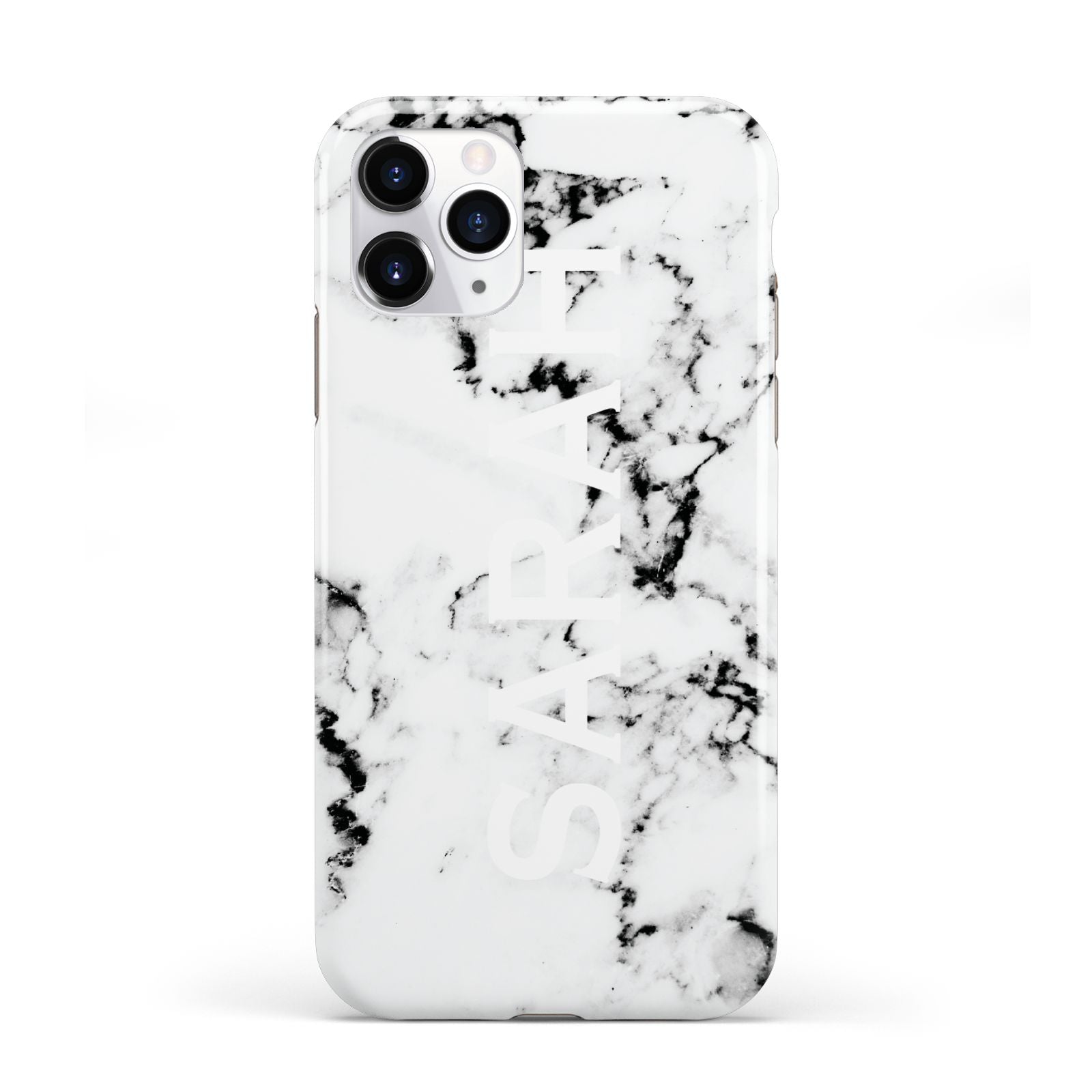 Personalised Clear Name Black White Marble Custom iPhone 11 Pro 3D Tough Case