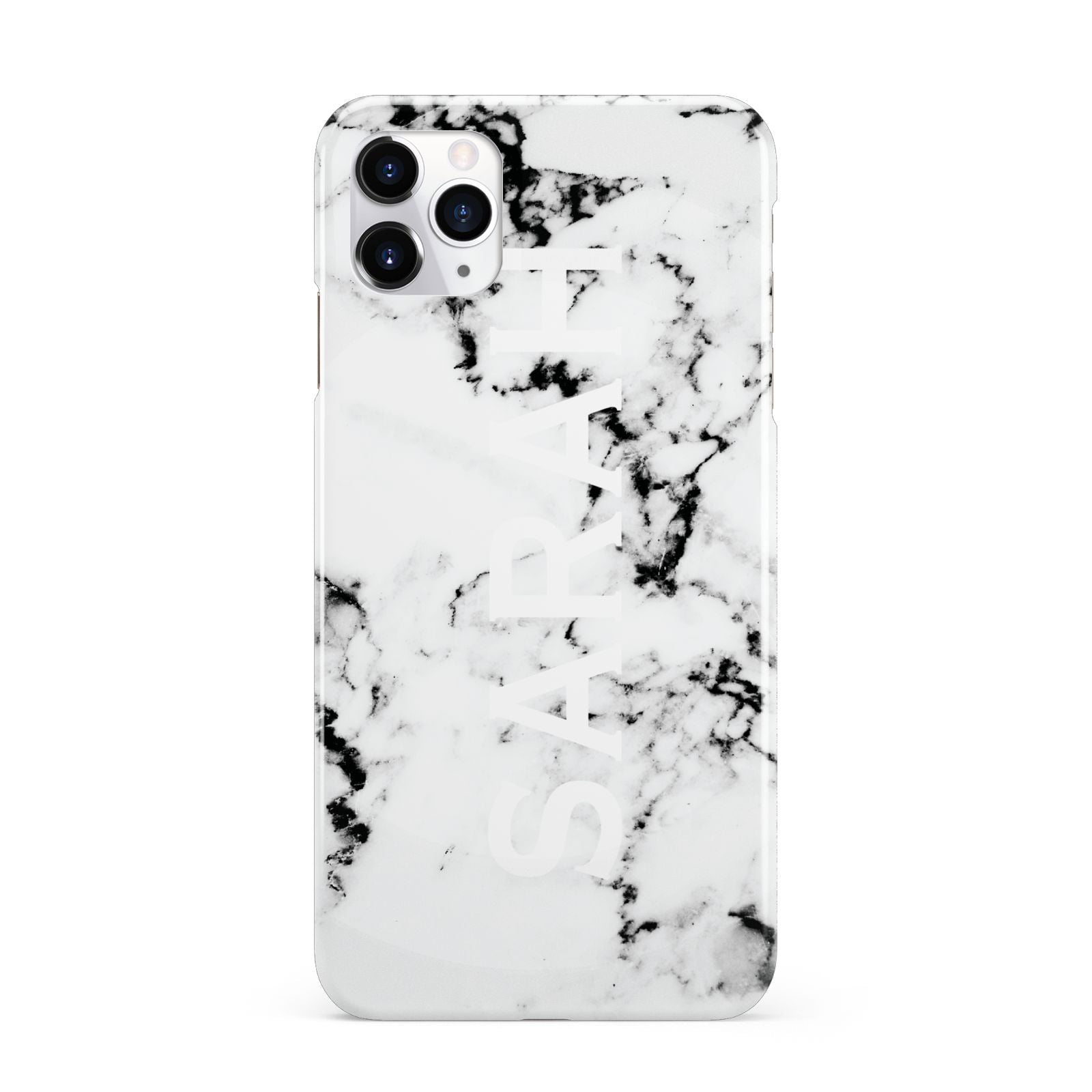 Personalised Clear Name Black White Marble Custom iPhone 11 Pro Max 3D Snap Case