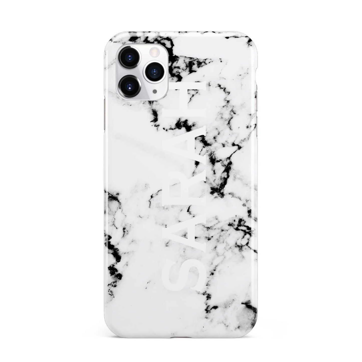 Personalised Clear Name Black White Marble Custom iPhone 11 Pro Max 3D Tough Case