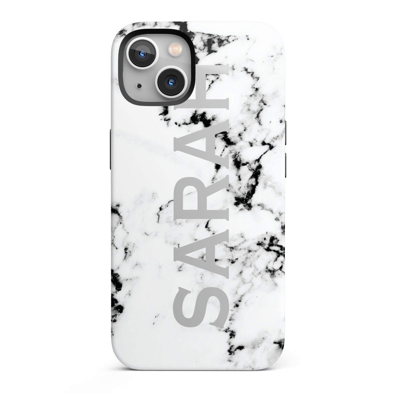 Personalised Clear Name Black White Marble Custom iPhone 13 Full Wrap 3D Tough Case