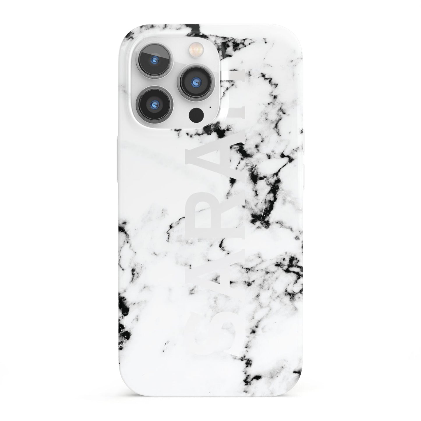 Personalised Clear Name Black White Marble Custom iPhone 13 Pro Full Wrap 3D Snap Case