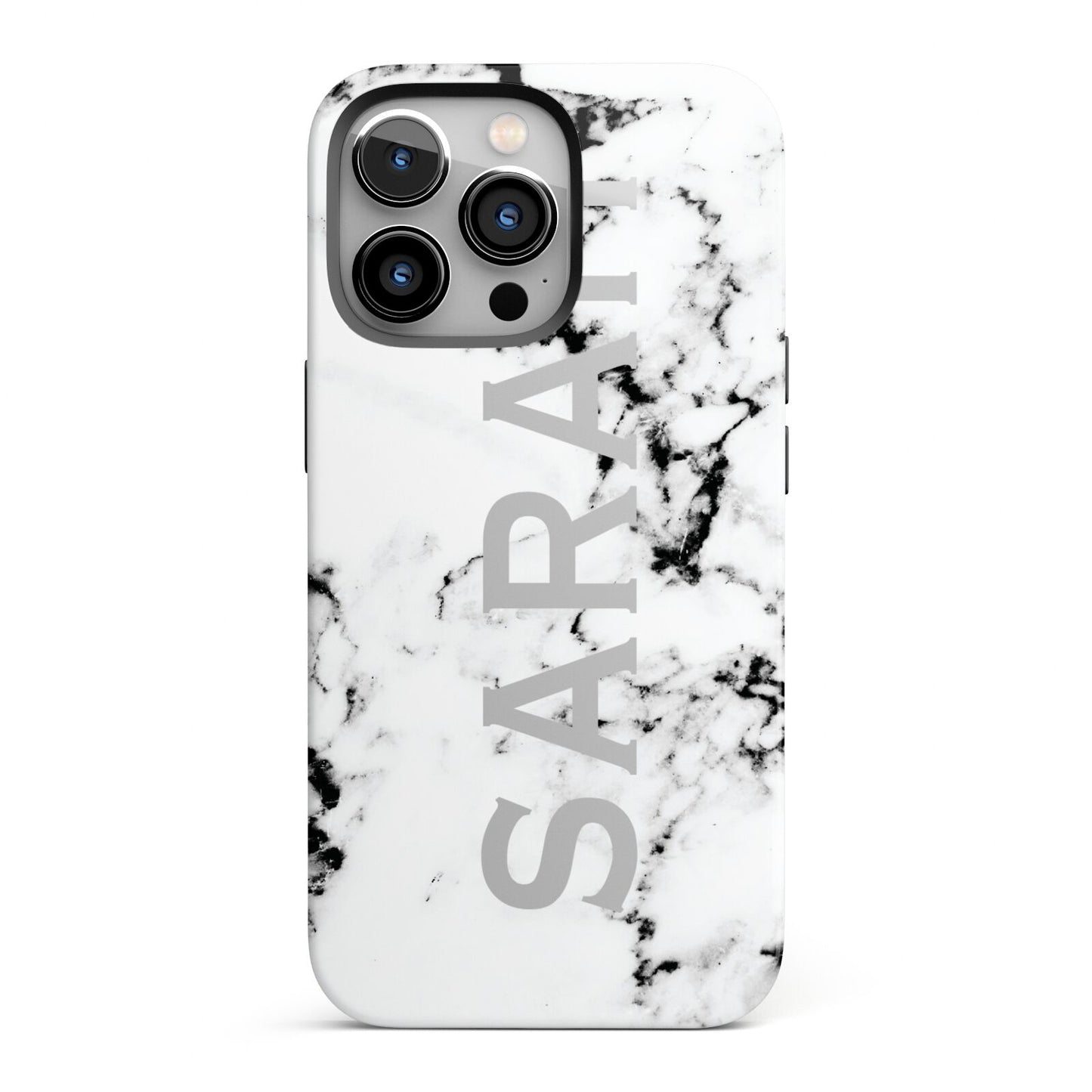 Personalised Clear Name Black White Marble Custom iPhone 13 Pro Full Wrap 3D Tough Case