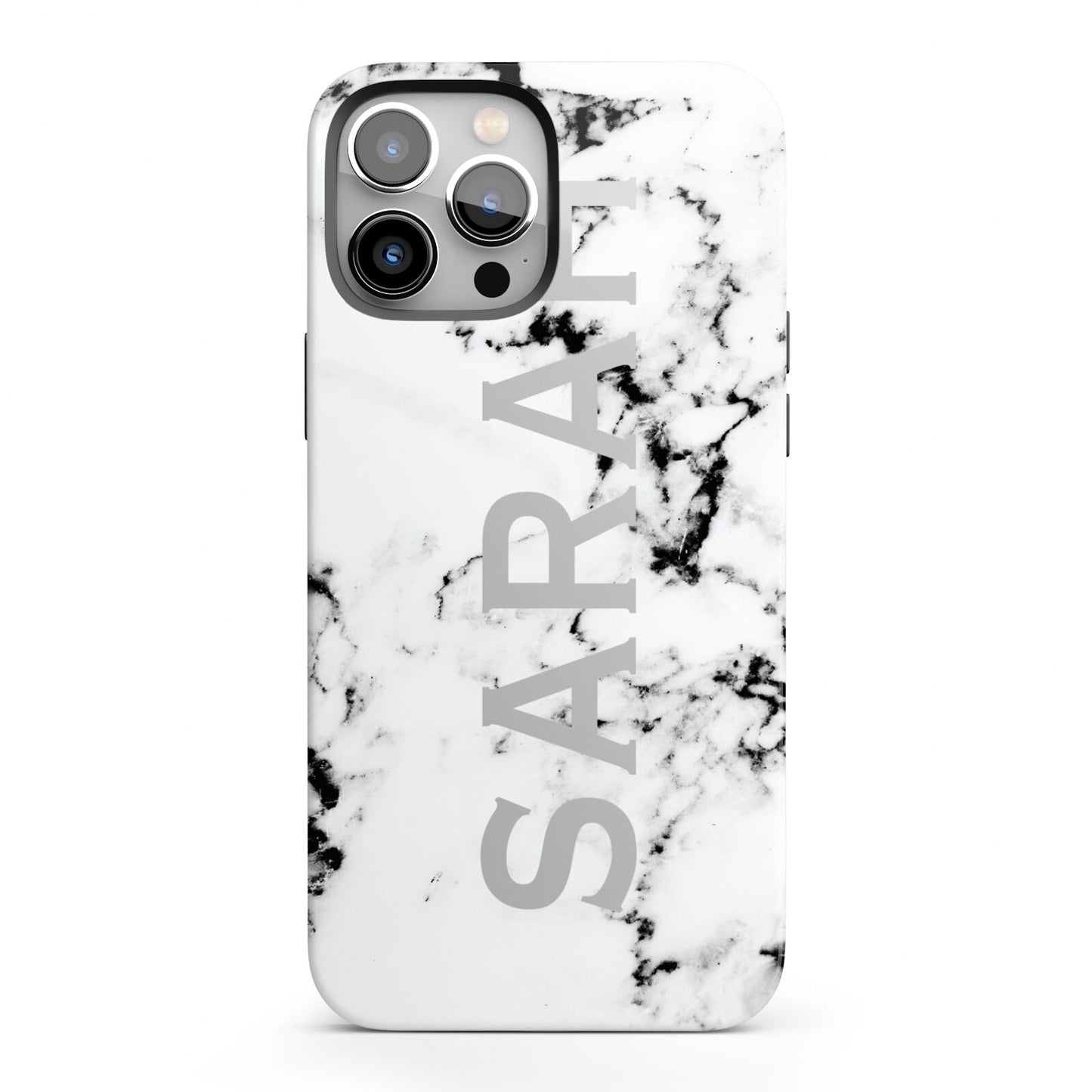 Personalised Clear Name Black White Marble Custom iPhone 13 Pro Max Full Wrap 3D Tough Case