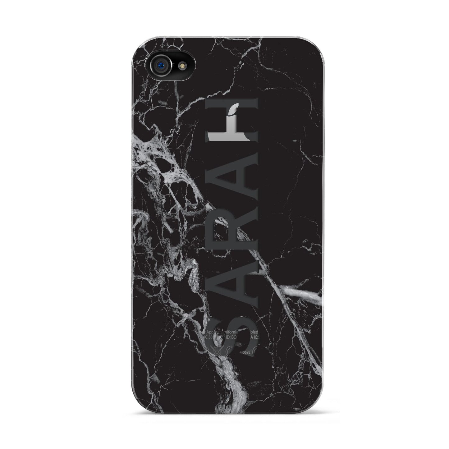 Personalised Clear Name Cutout Black Marble Custom Apple iPhone 4s Case