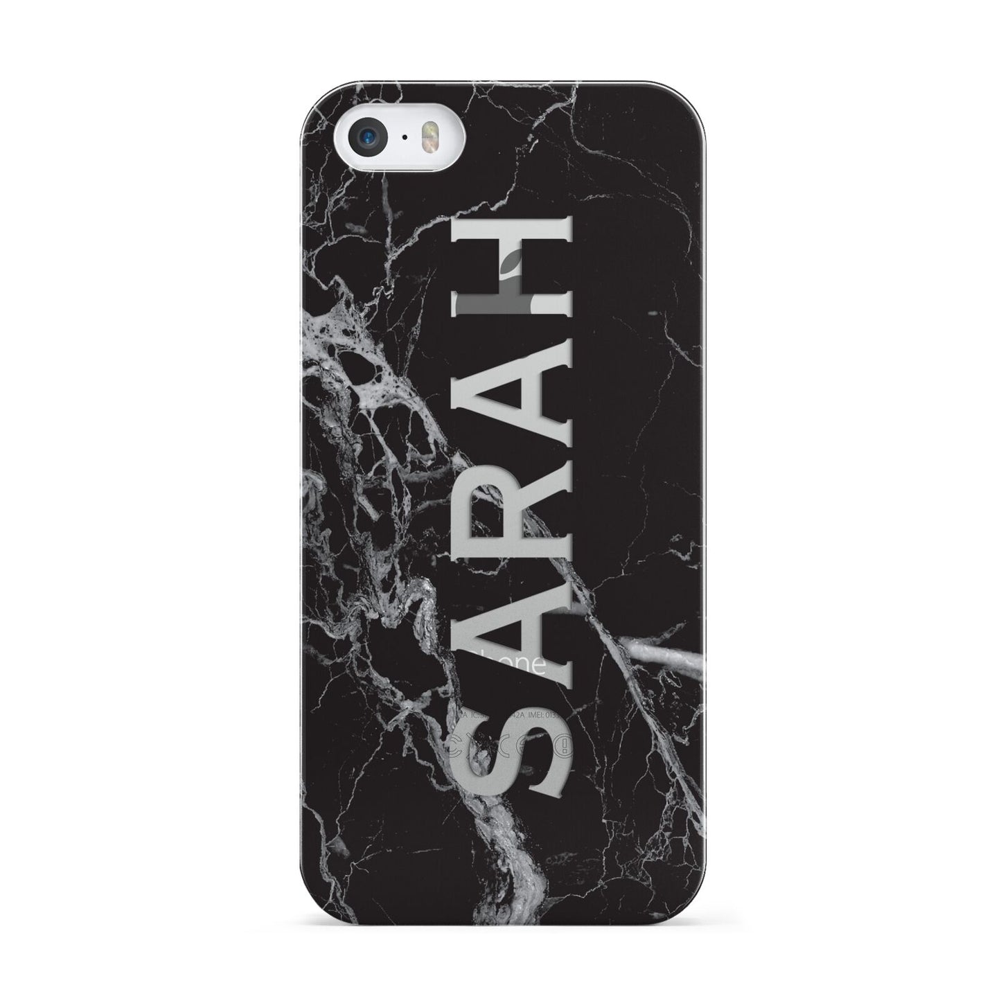 Personalised Clear Name Cutout Black Marble Custom Apple iPhone 5 Case