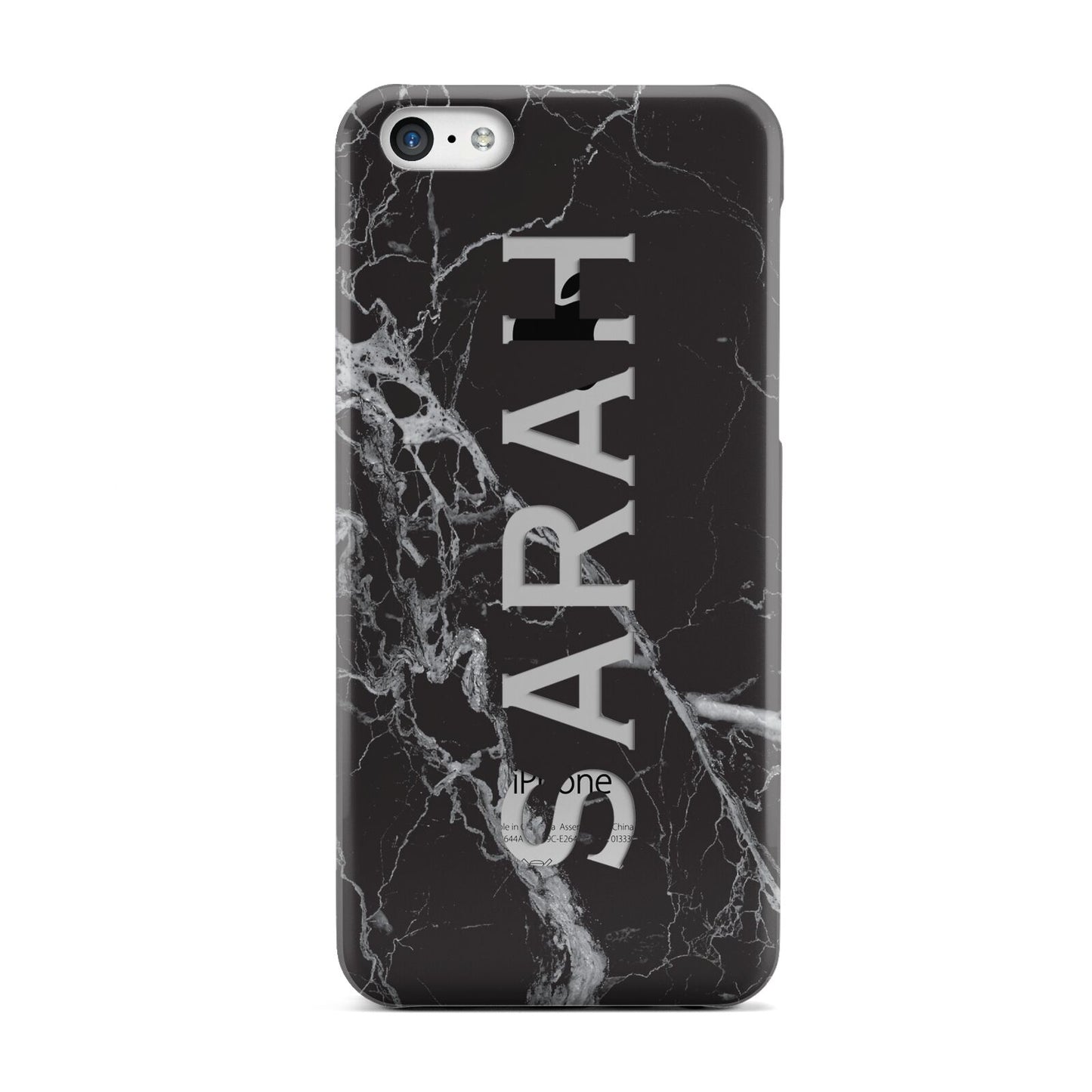 Personalised Clear Name Cutout Black Marble Custom Apple iPhone 5c Case