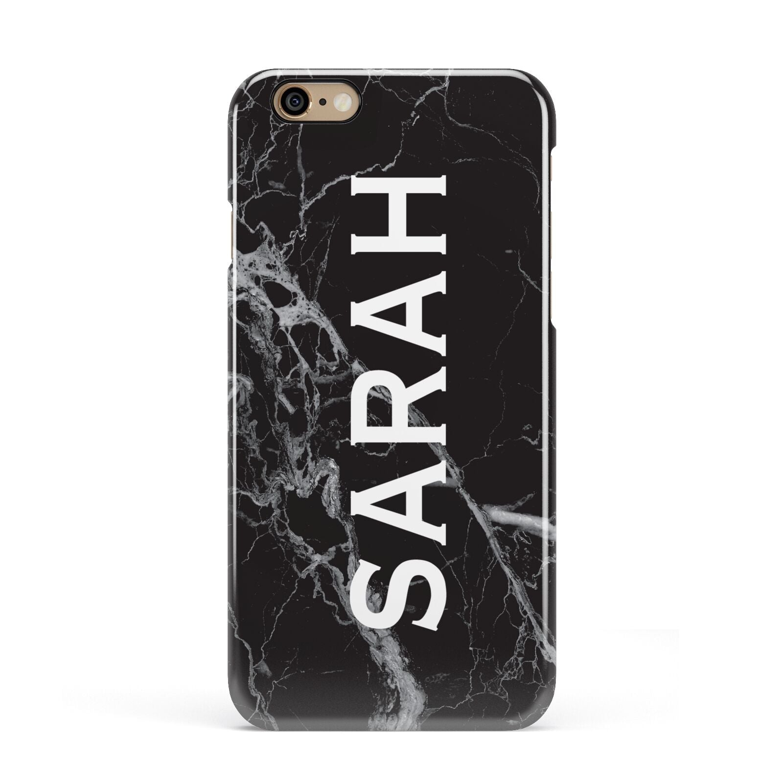 Personalised Clear Name Cutout Black Marble Custom Apple iPhone 6 3D Snap Case