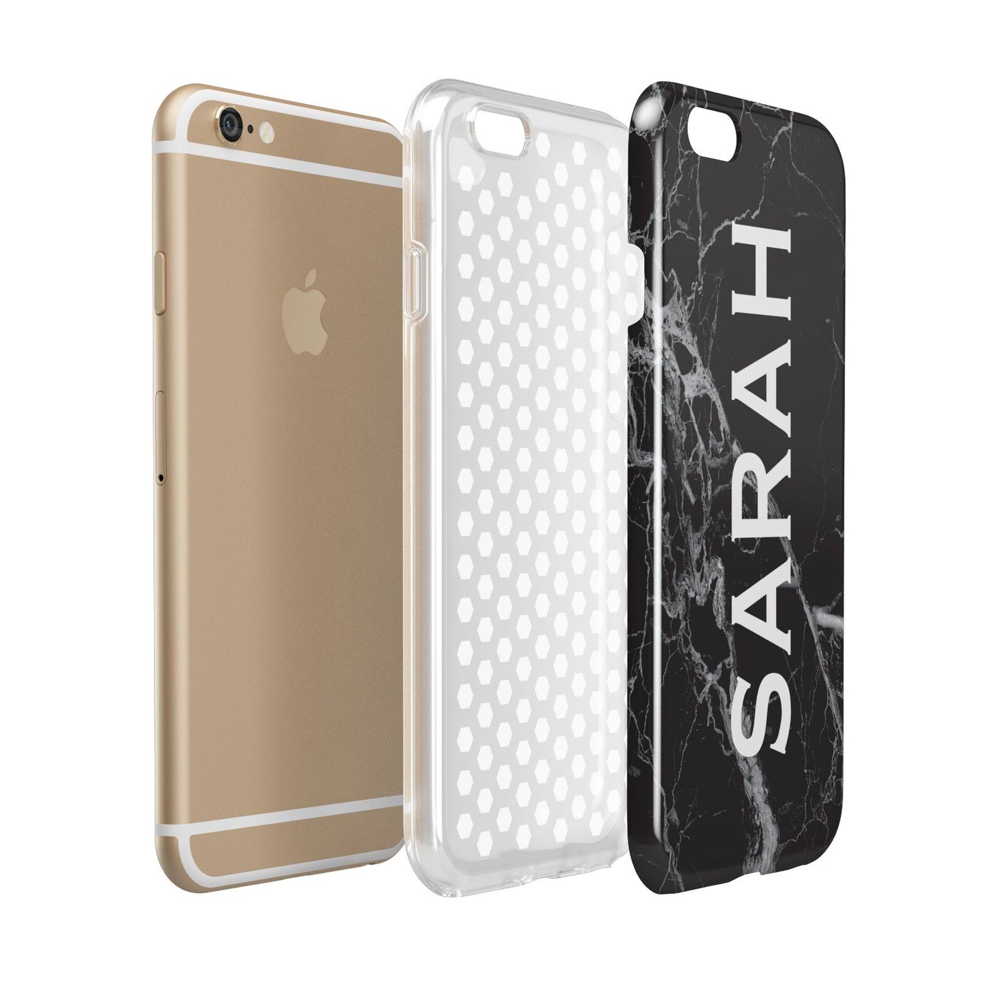 Personalised Clear Name Cutout Black Marble Custom Apple iPhone 6 3D Tough Case Expanded view