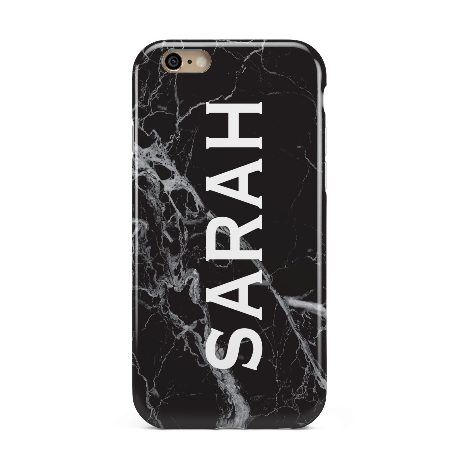 Personalised Clear Name Cutout Black Marble Custom Apple iPhone 6 3D Tough Case