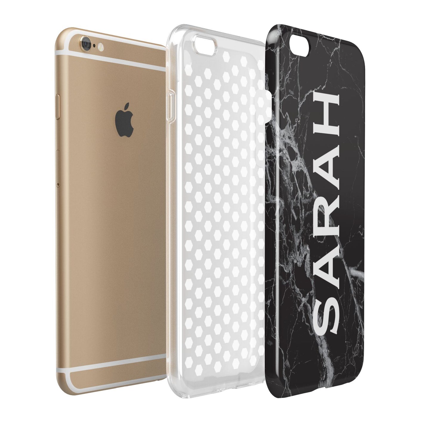 Personalised Clear Name Cutout Black Marble Custom Apple iPhone 6 Plus 3D Tough Case Expand Detail Image