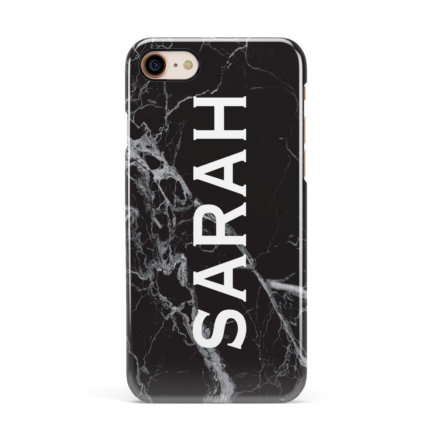 Personalised Clear Name Cutout Black Marble Custom Apple iPhone 7 8 3D Snap Case