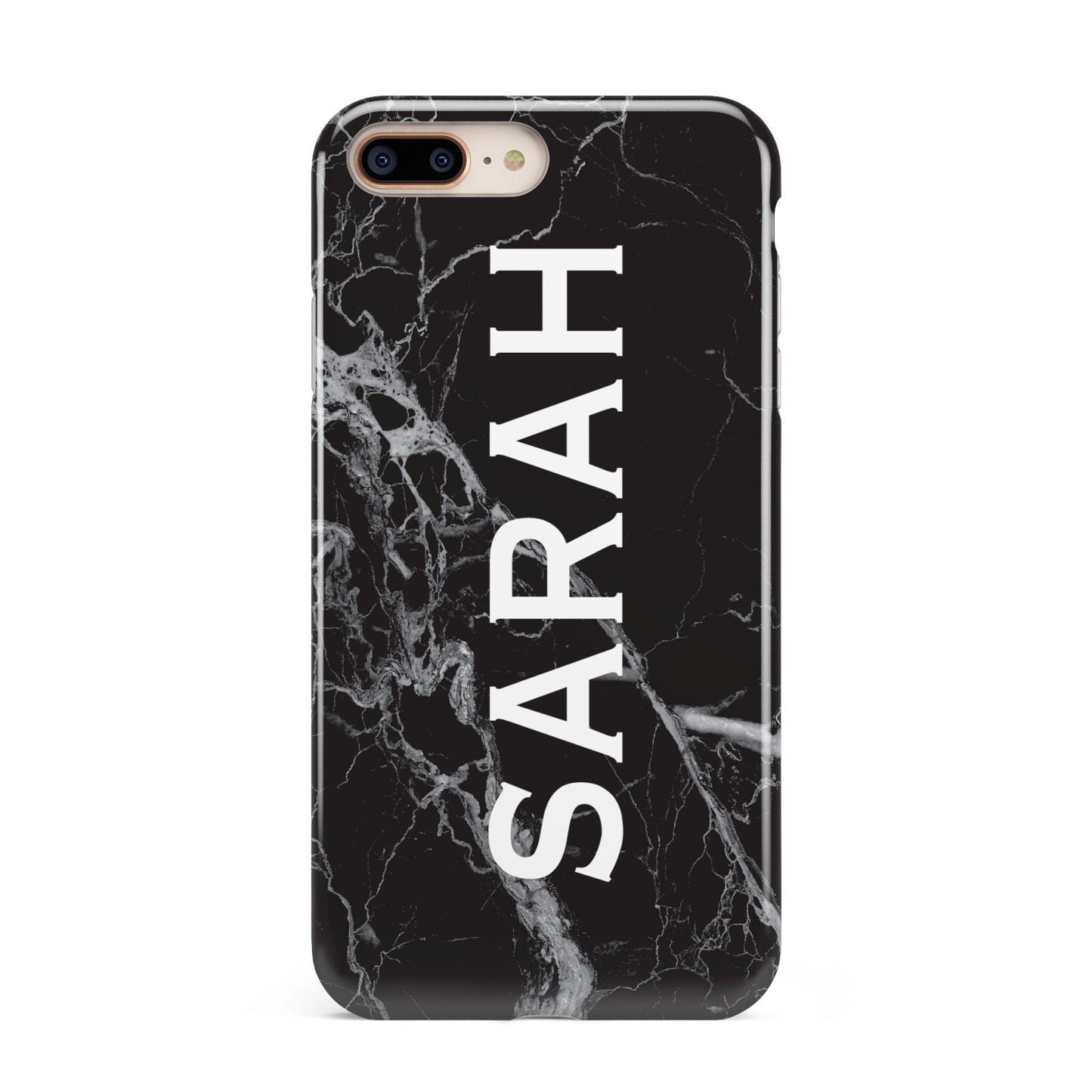 Personalised Clear Name Cutout Black Marble Custom Apple iPhone 7 8 Plus 3D Tough Case