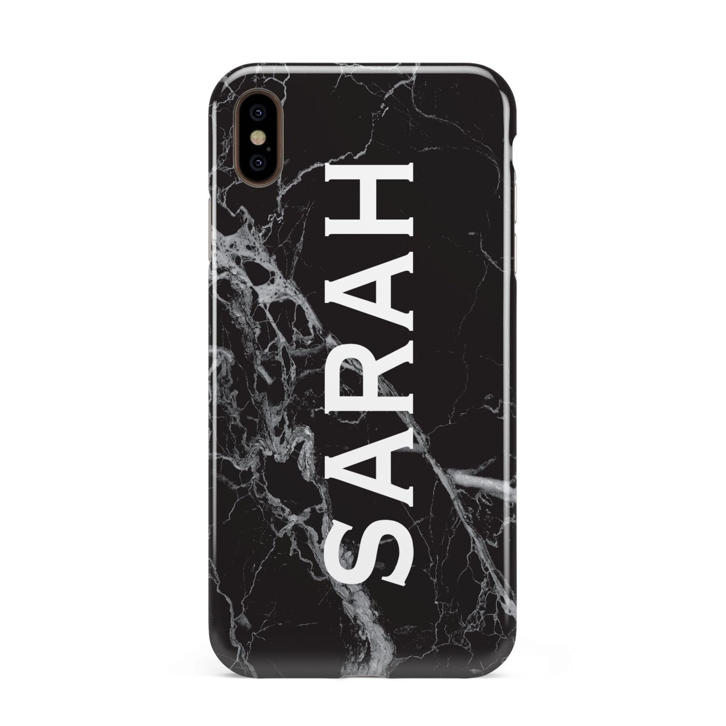 Personalised Clear Name Cutout Black Marble Custom Apple iPhone Xs Max 3D Tough Case