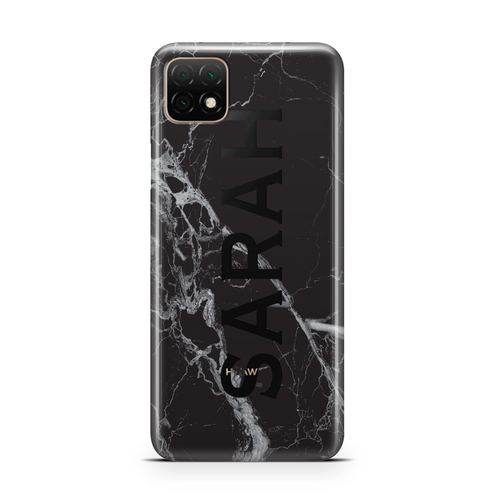 Personalised Clear Name Cutout Black Marble Custom Huawei Enjoy 20 Phone Case