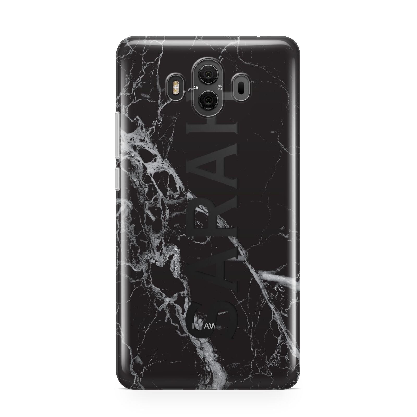 Personalised Clear Name Cutout Black Marble Custom Huawei Mate 10 Protective Phone Case