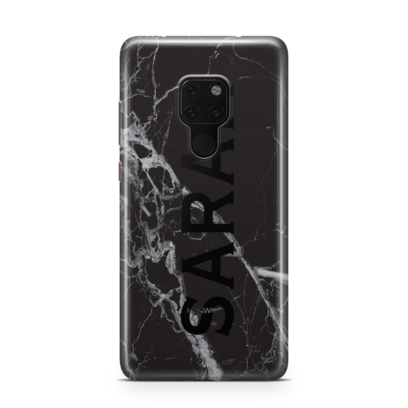 Personalised Clear Name Cutout Black Marble Custom Huawei Mate 20 Phone Case