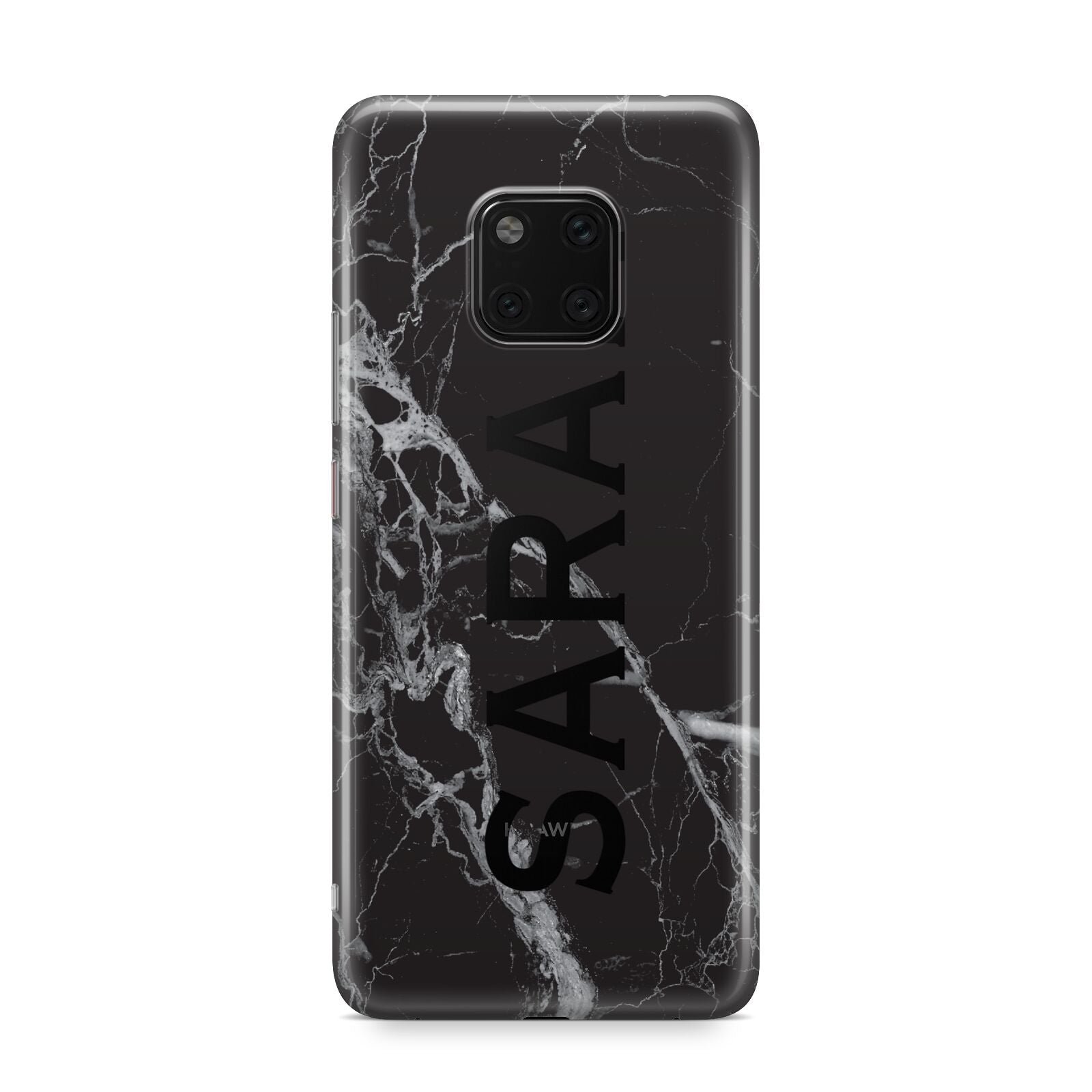 Personalised Clear Name Cutout Black Marble Custom Huawei Mate 20 Pro Phone Case