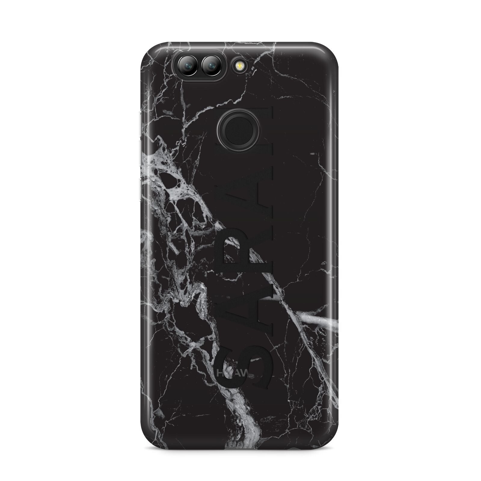 Personalised Clear Name Cutout Black Marble Custom Huawei Nova 2s Phone Case