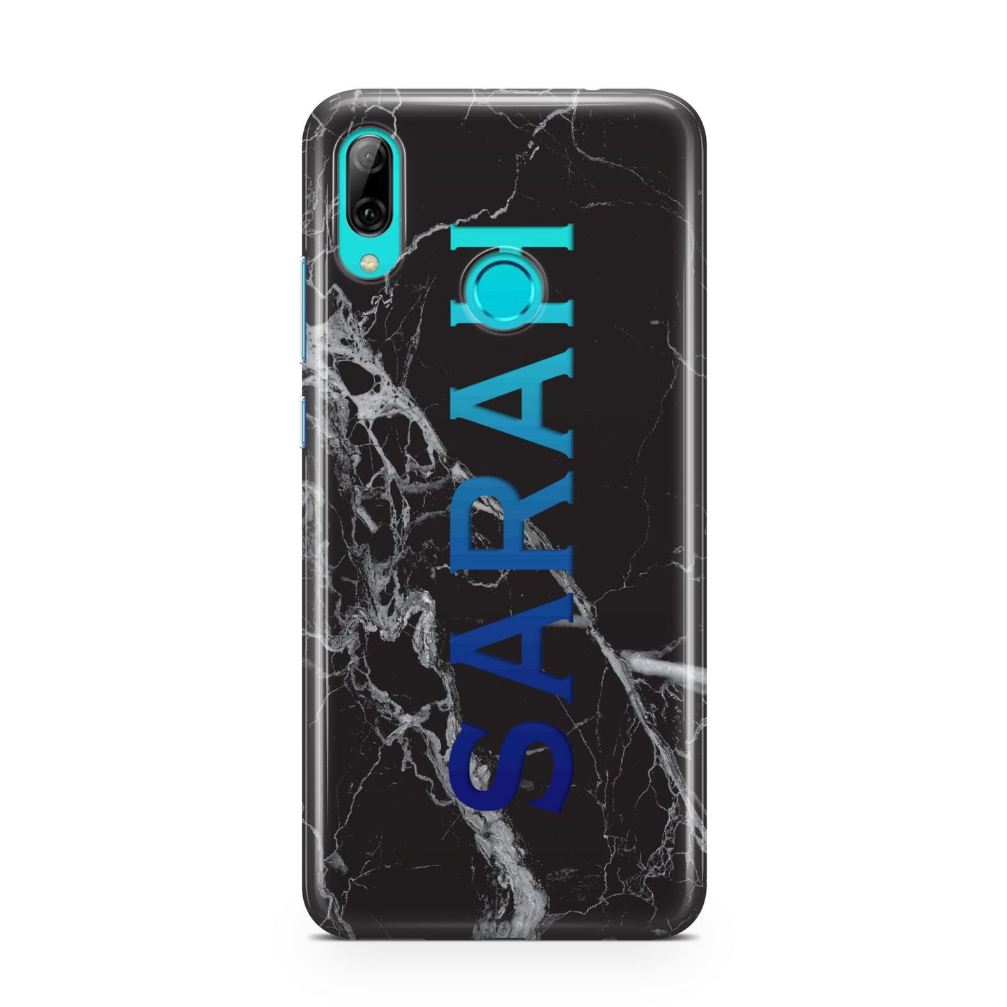 Personalised Clear Name Cutout Black Marble Custom Huawei P Smart 2019 Case