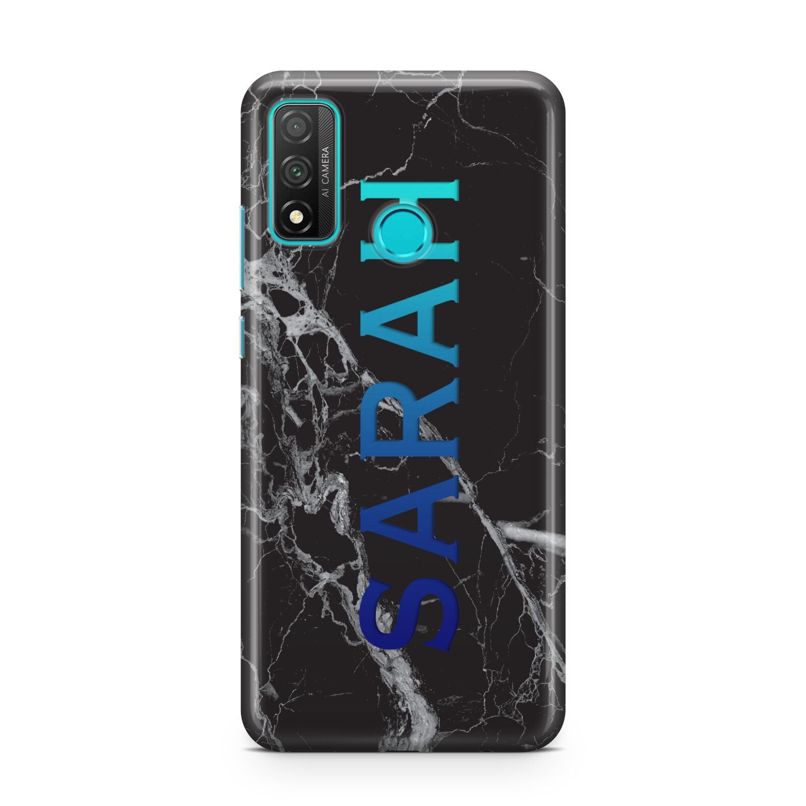 Personalised Clear Name Cutout Black Marble Custom Huawei P Smart 2020