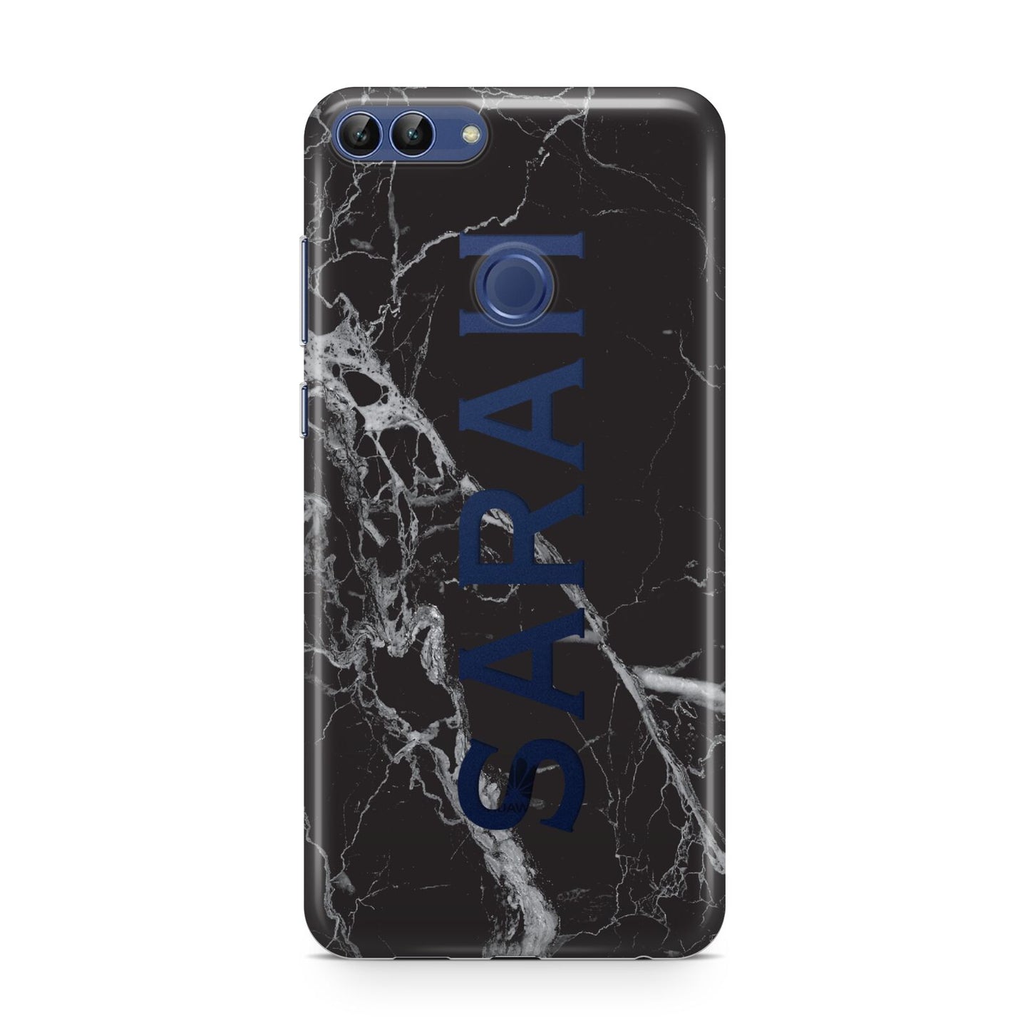 Personalised Clear Name Cutout Black Marble Custom Huawei P Smart Case