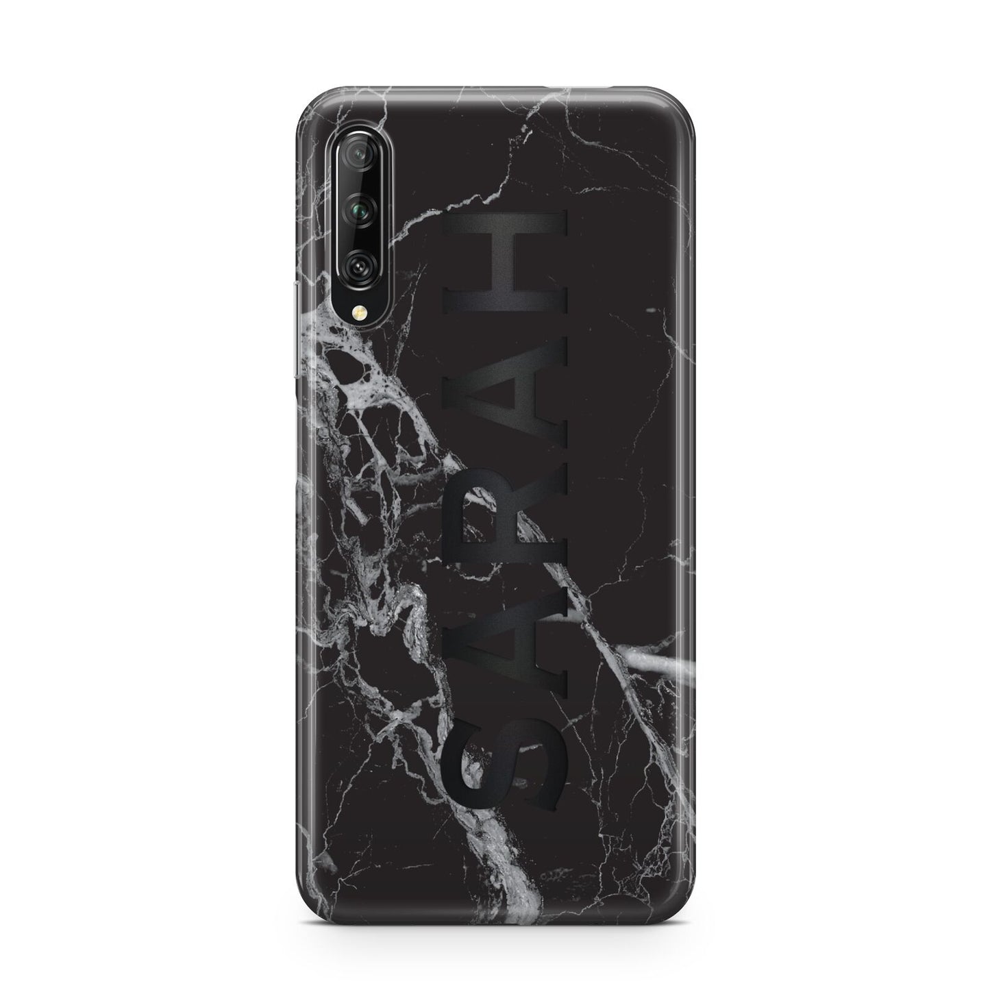 Personalised Clear Name Cutout Black Marble Custom Huawei P Smart Pro 2019