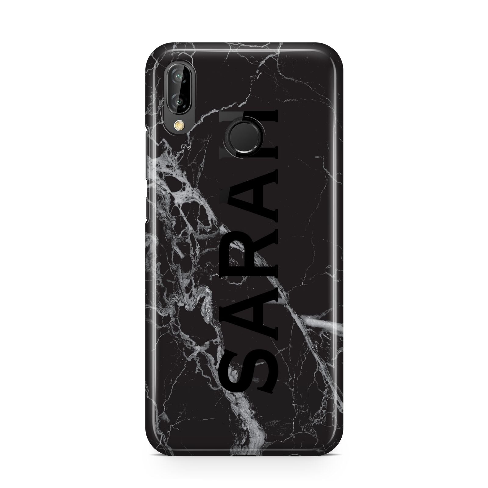 Personalised Clear Name Cutout Black Marble Custom Huawei P20 Lite Phone Case