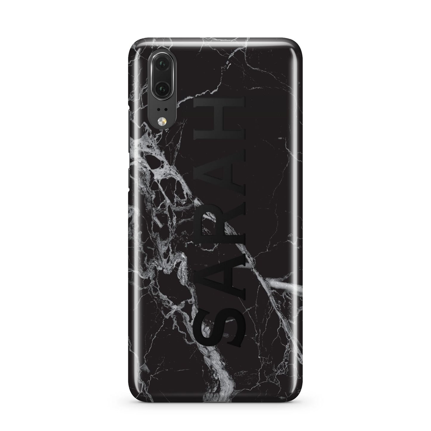 Personalised Clear Name Cutout Black Marble Custom Huawei P20 Phone Case