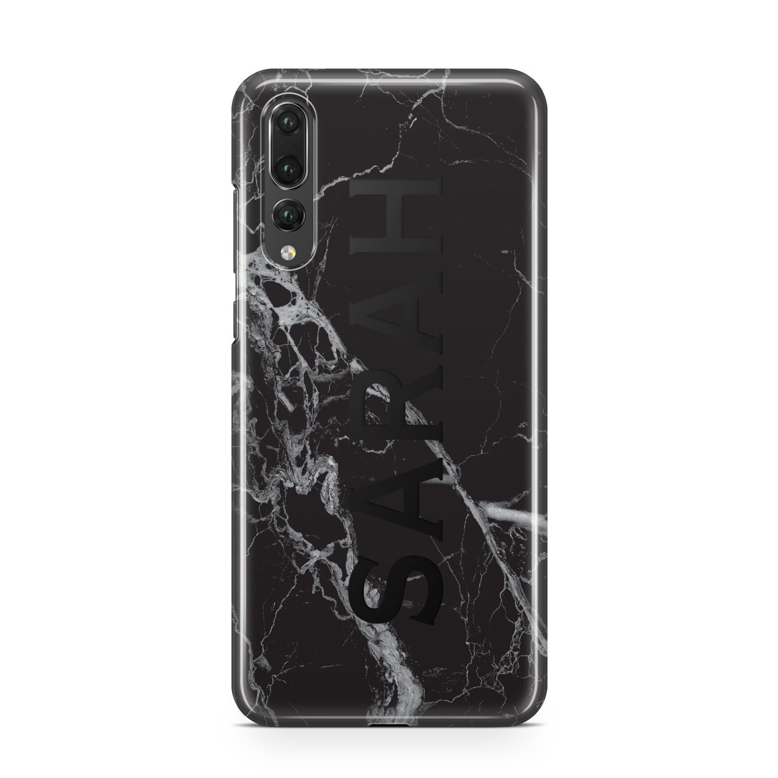 Personalised Clear Name Cutout Black Marble Custom Huawei P20 Pro Phone Case