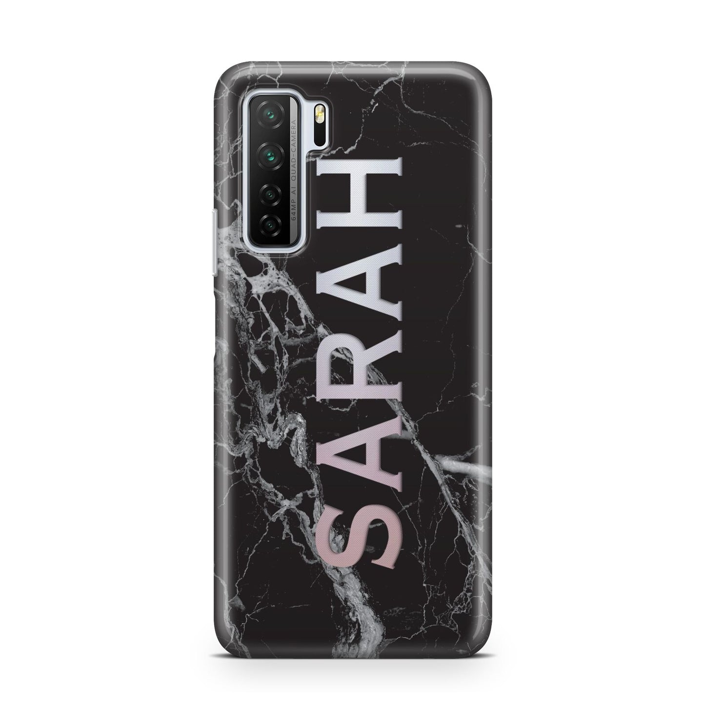 Personalised Clear Name Cutout Black Marble Custom Huawei P40 Lite 5G Phone Case