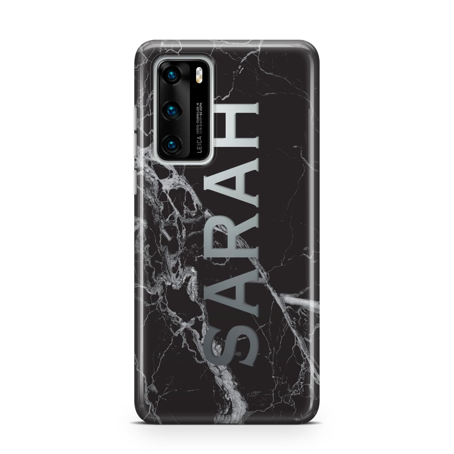 Personalised Clear Name Cutout Black Marble Custom Huawei P40 Phone Case