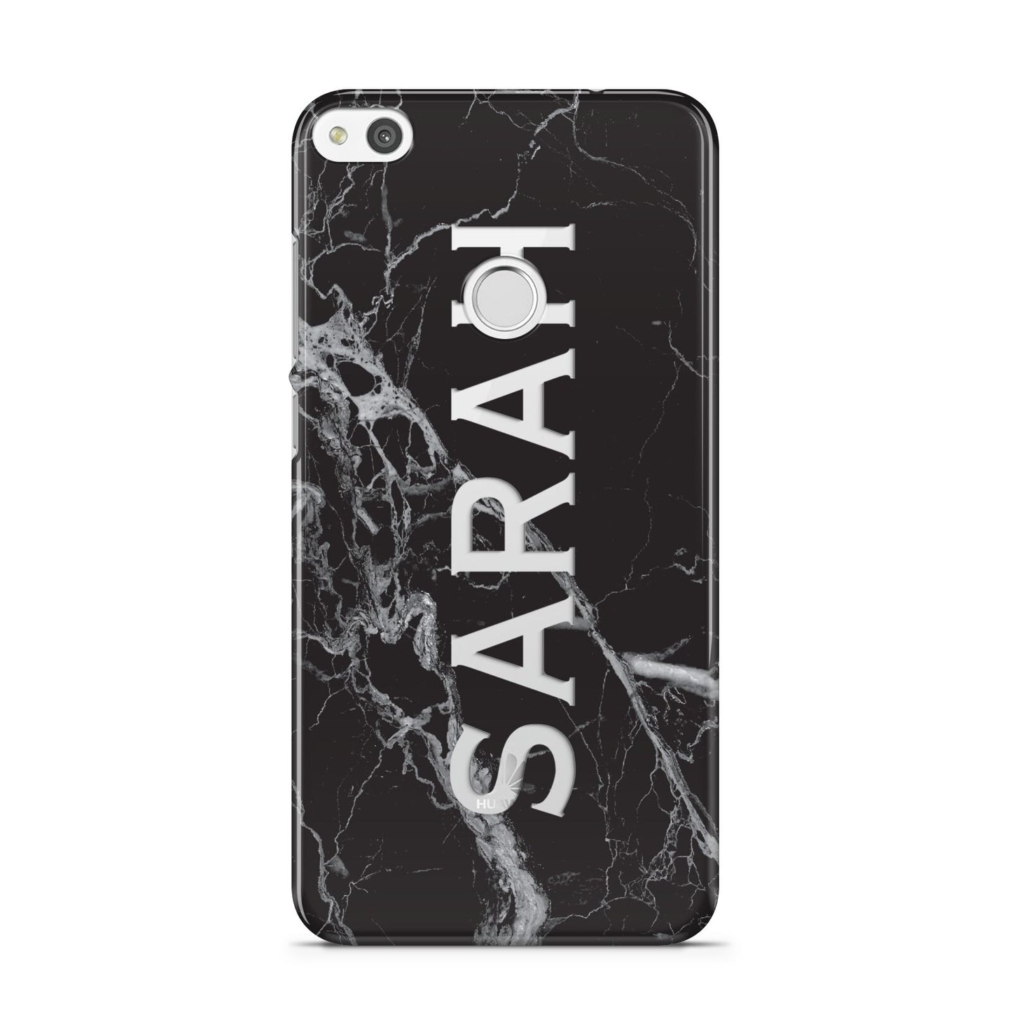 Personalised Clear Name Cutout Black Marble Custom Huawei P8 Lite Case